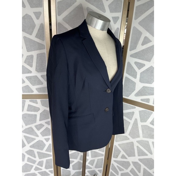 J.CREW 1035 Two-Button Jacket Italian Wool Sz 4 Black 95961 Bi Stretch Navy - Picture 1 of 7